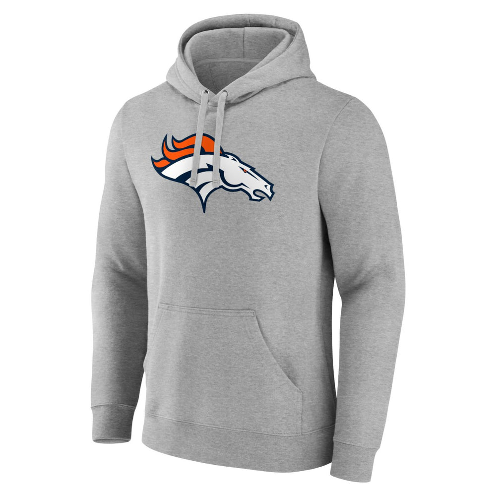 Denver Broncos Primary Team Logo Fitted Pullover Hoodie Heather Gray