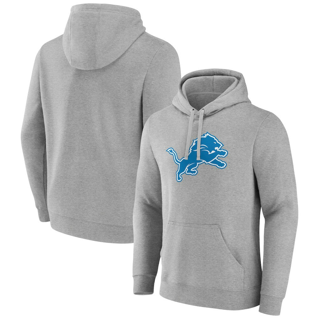 Detroit Lions Primary Team Logo Fitted Pullover Hoodie Heather Gray