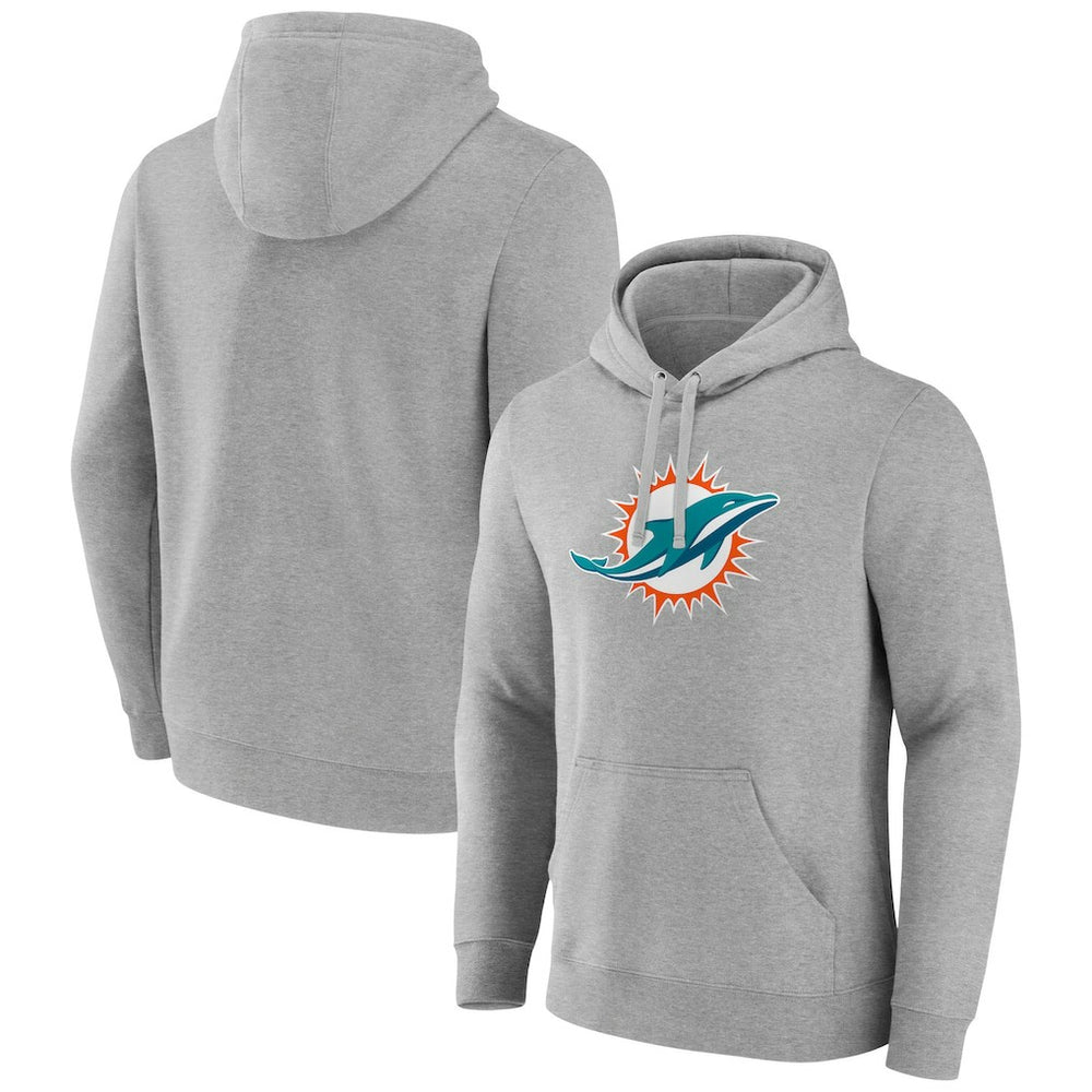 Miami Dolphins Primary Team Logo Fitted Pullover Hoodie Heather Gray