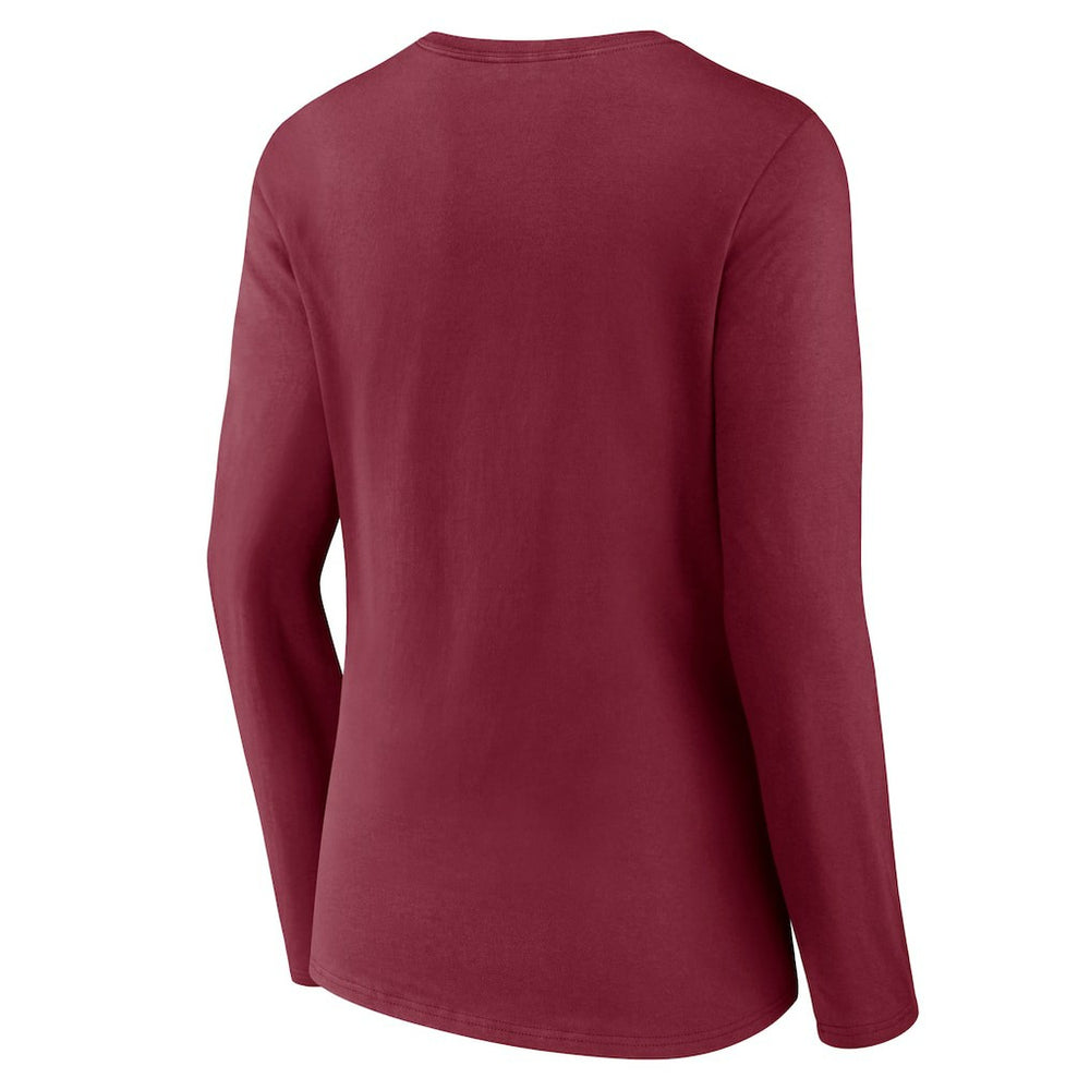 Washington Commanders Women's Primary Team Logo Long Sleeve V-Neck T-Shirt Burgundy
