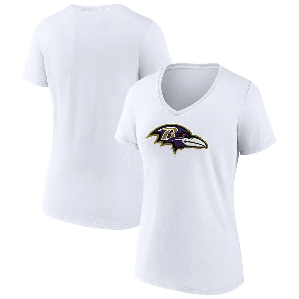 Baltimore Ravens Women's Primary Team Logo V-Neck T-Shirt White