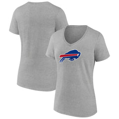 Buffalo Bills Women's Primary Team Logo V-Neck T-Shirt Heather Gray