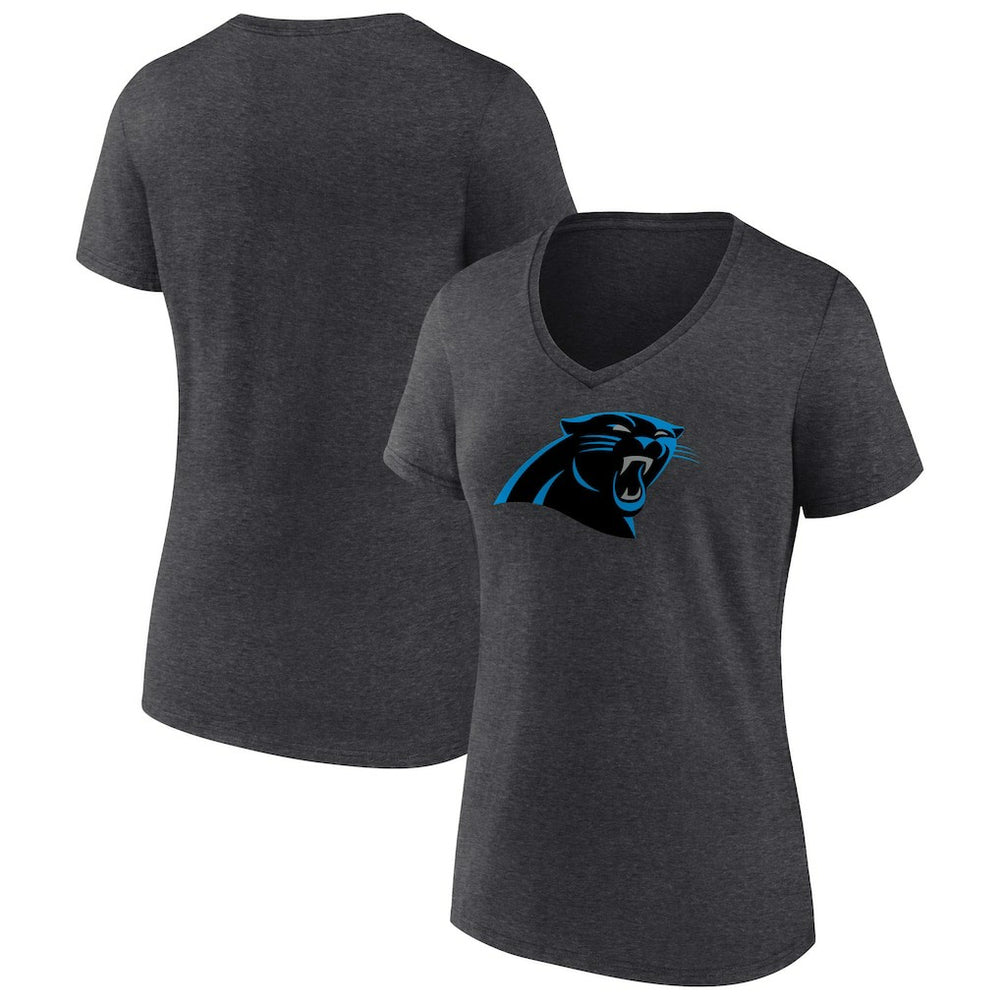 Carolina Panthers Women's Primary Team Logo V-Neck T-Shirt Charcoal