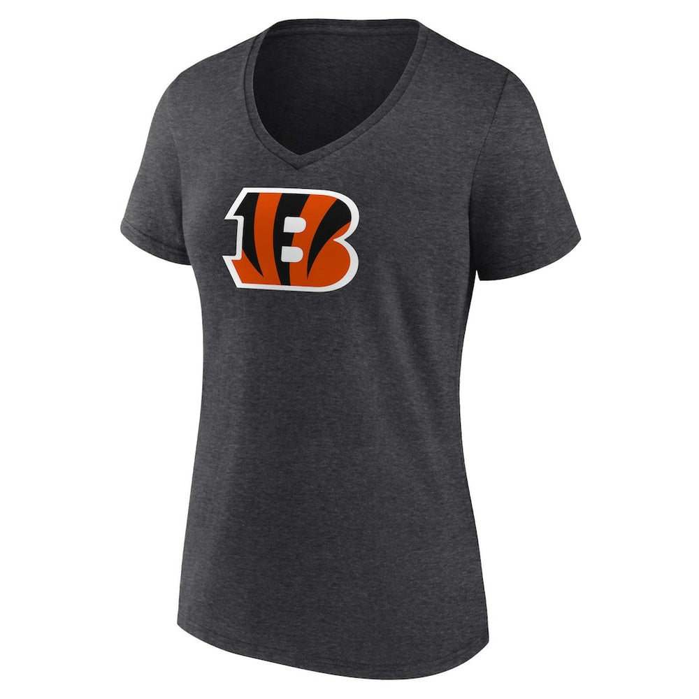 Cincinnati Bengals Women's Primary Team Logo V-Neck T-Shirt Charcoal