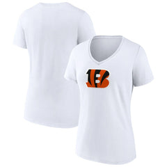 Cincinnati Bengals Women's Primary Team Logo V-Neck T-Shirt White