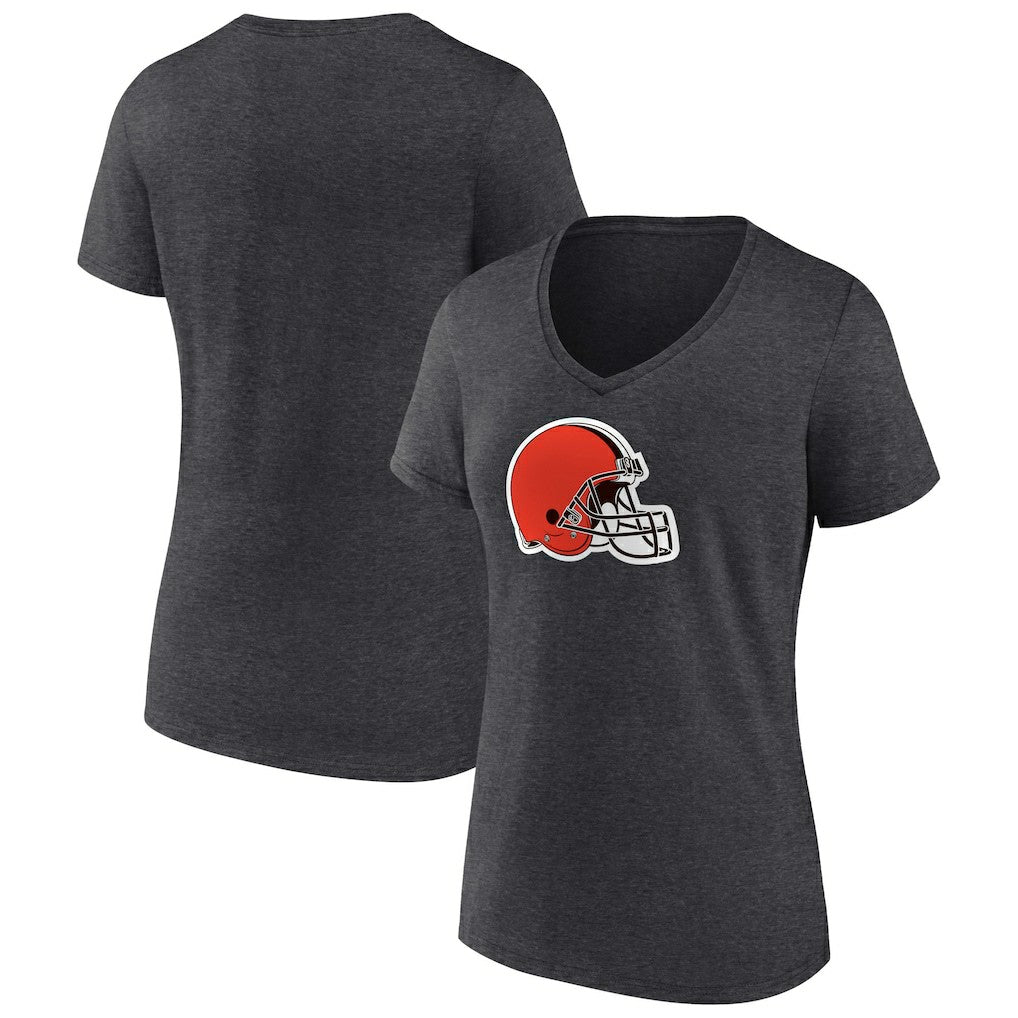 Cleveland Browns Women's Primary Team Logo V-Neck T-Shirt Charcoal