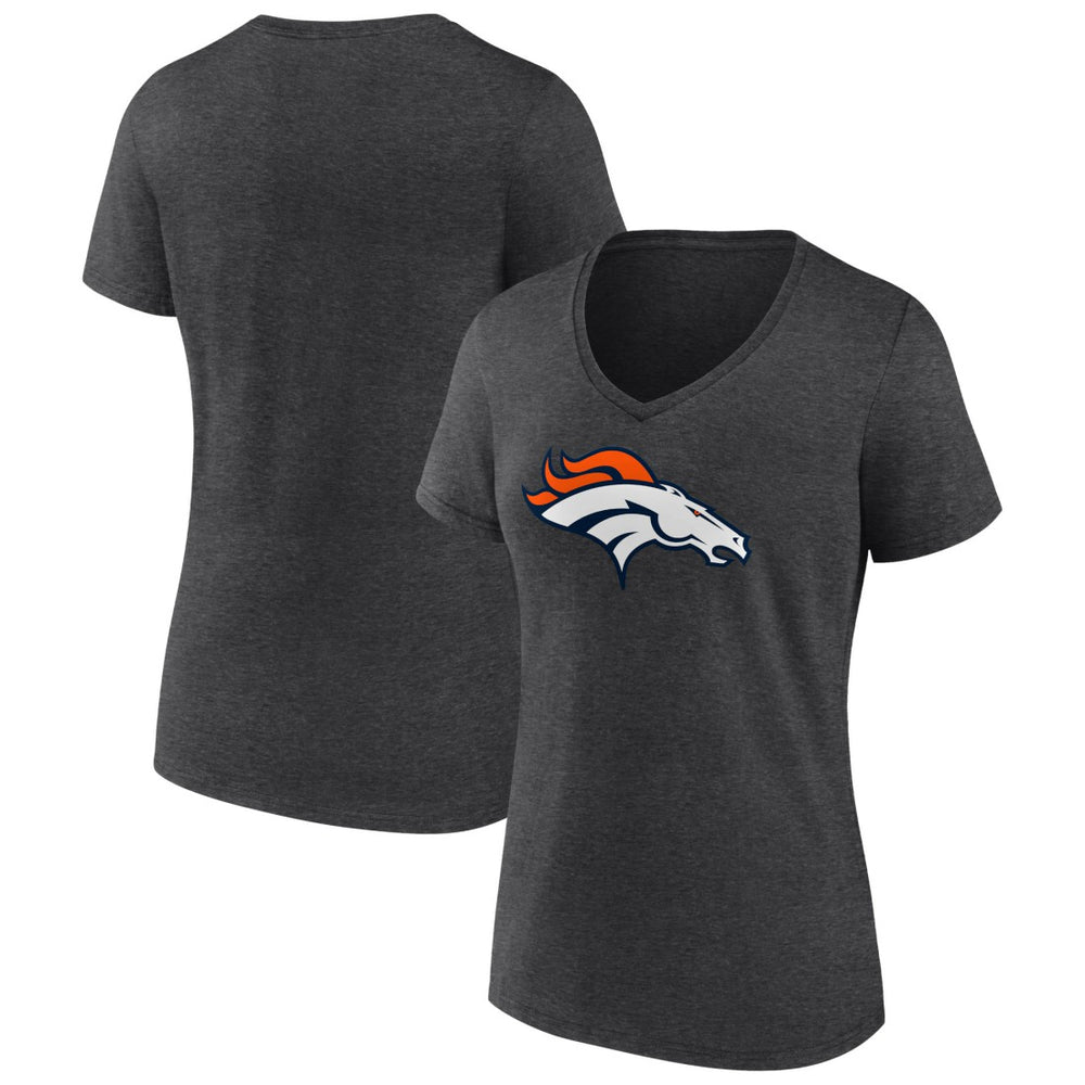 Denver Broncos Women's Primary Team Logo V-Neck T-Shirt Charcoal