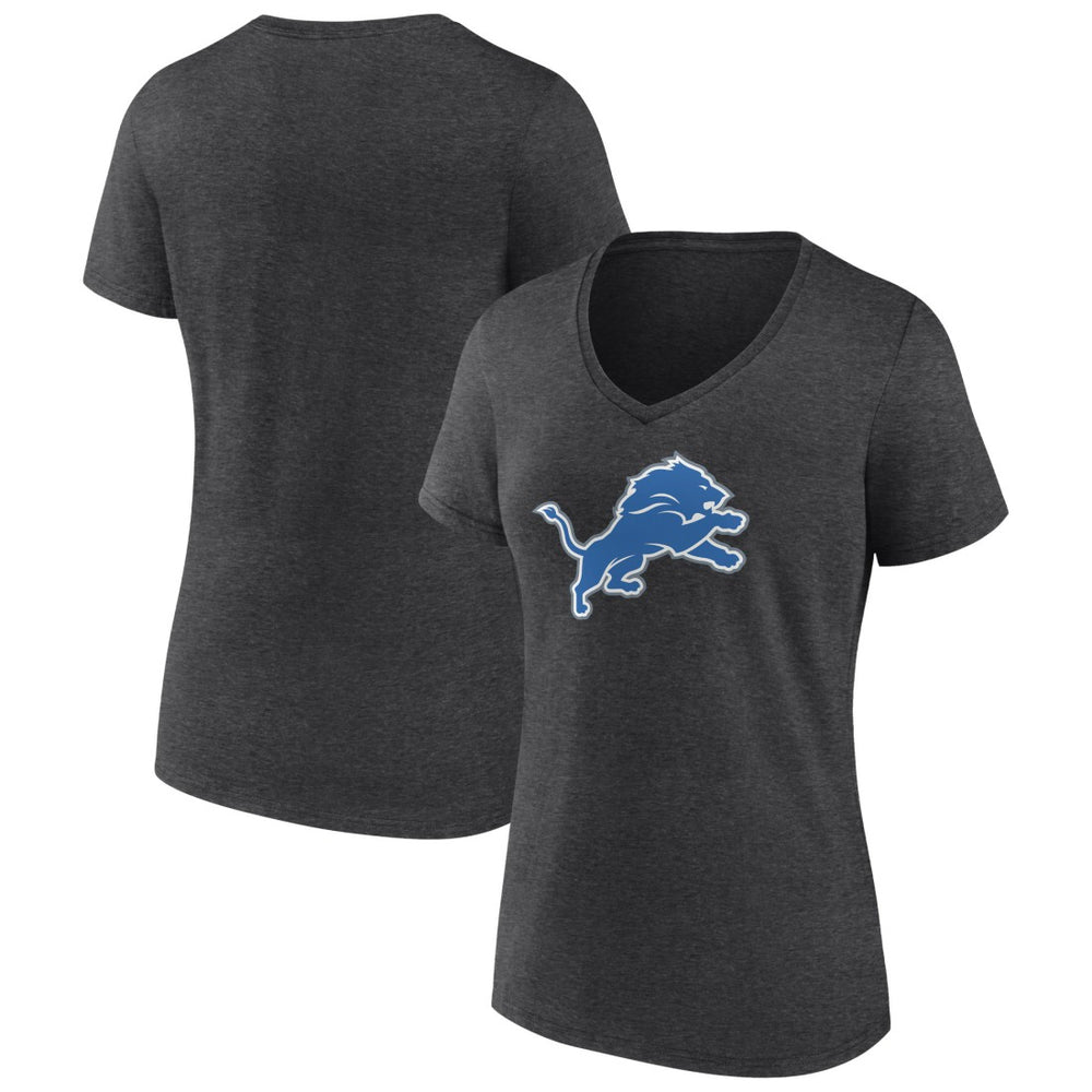 Detroit Lions Women's Primary Team Logo V-Neck T-Shirt Charcoal