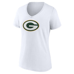 Green Bay Packers Women's Primary Team Logo V-Neck T-Shirt White