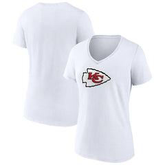 Kansas City Chiefs Women's Primary Team Logo V-Neck T-Shirt White