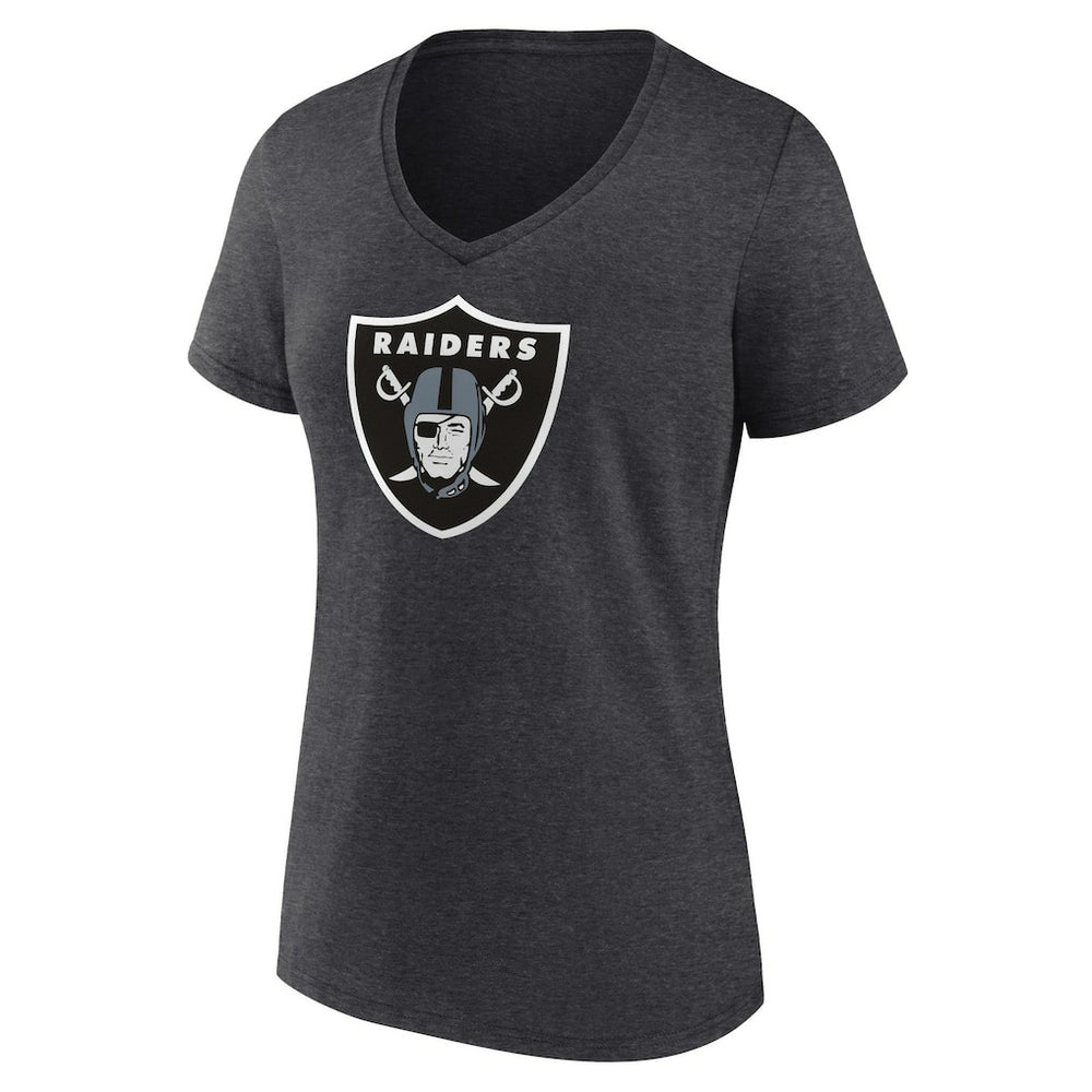 Las Vegas Raiders Women's Primary Team Logo V-Neck T-Shirt Charcoal