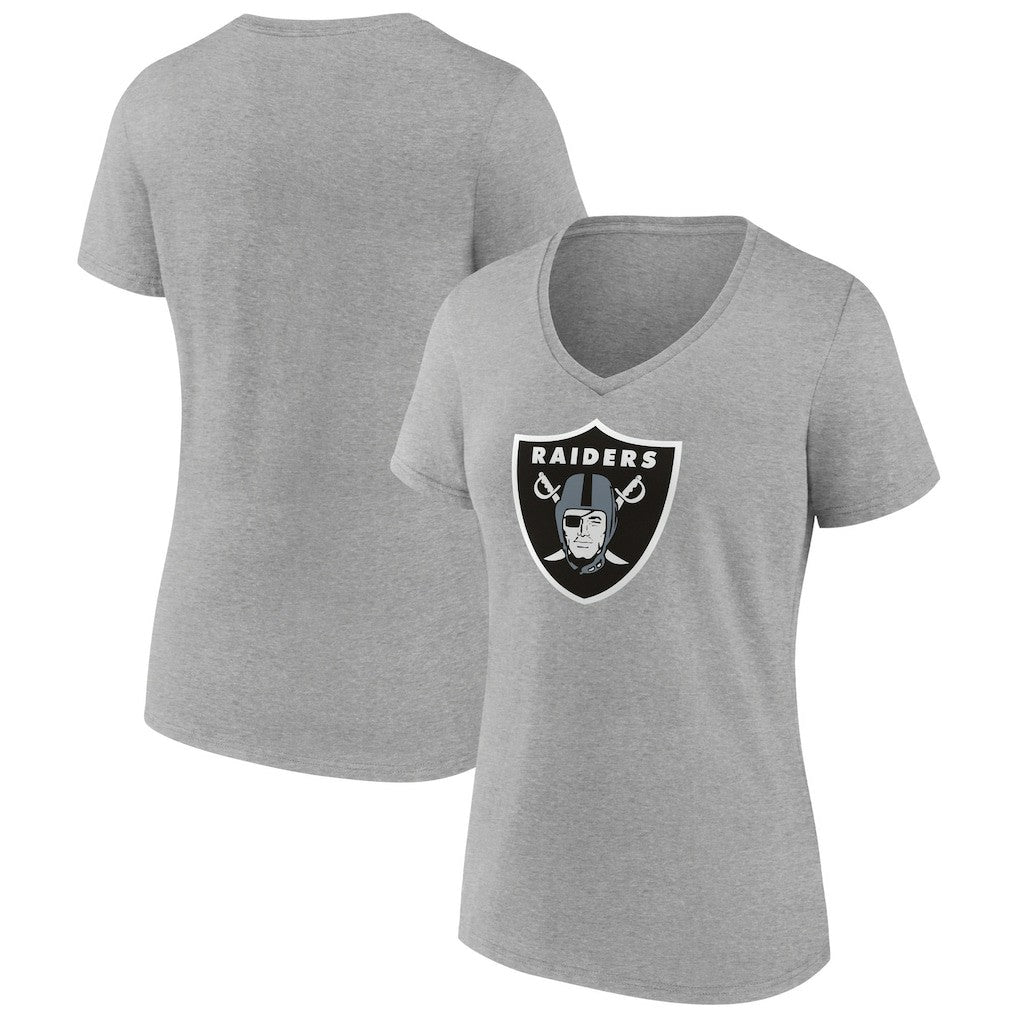 Las Vegas Raiders Women's Primary Team Logo V-Neck T-Shirt Heather Gray