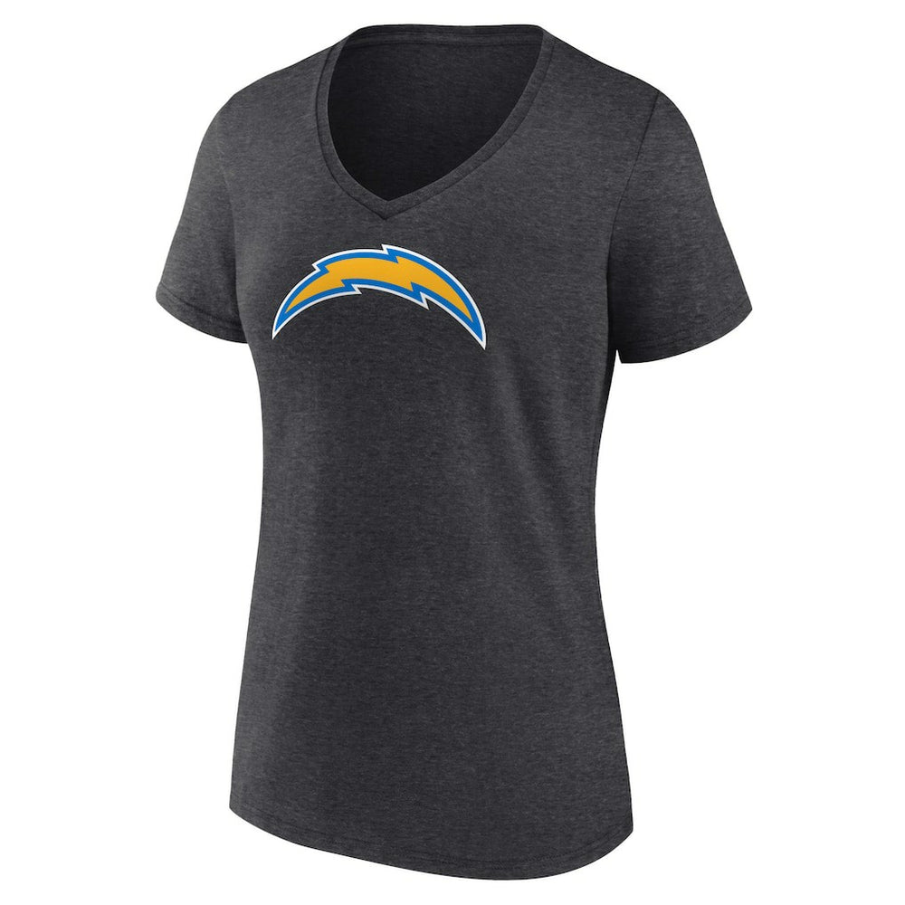 Los Angeles Chargers Women's Primary Team Logo V-Neck T-Shirt Charcoal