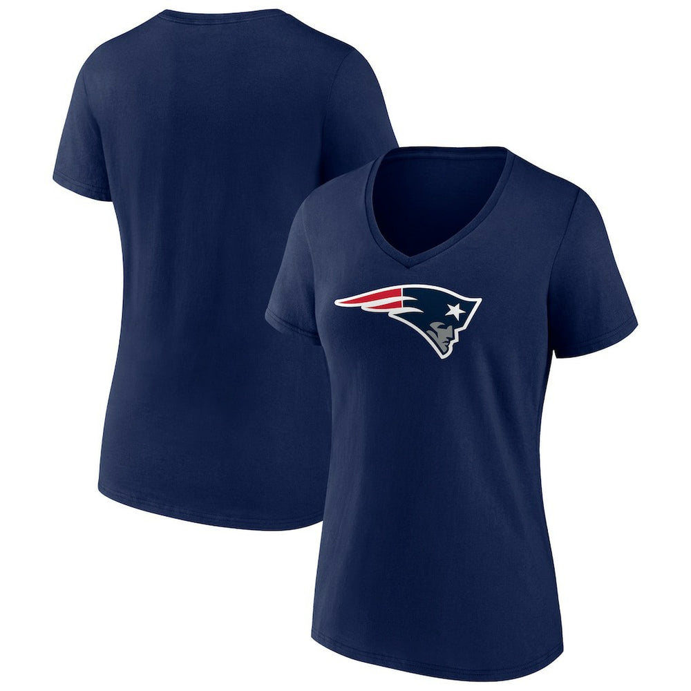 New England Patriots Women's Primary Team Logo V-Neck T-Shirt Navy