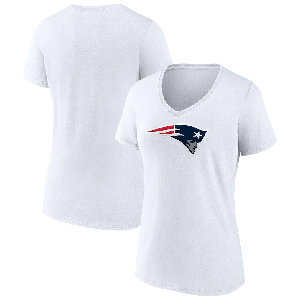 New England Patriots Women's Primary Team Logo V-Neck T-Shirt White