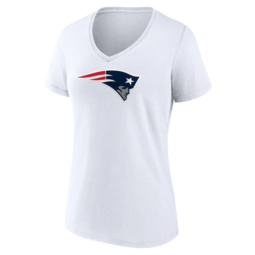 New England Patriots Women's Primary Team Logo V-Neck T-Shirt White