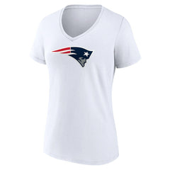 New England Patriots Women's Primary Team Logo V-Neck T-Shirt White