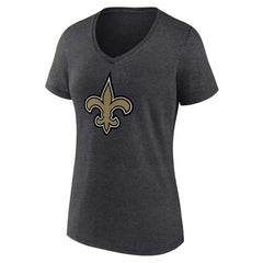 New Orleans Saints Women's Primary Team Logo V-Neck T-Shirt Charcoal