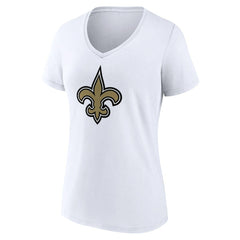 New Orleans Saints Women's Primary Team Logo V-Neck T-Shirt White