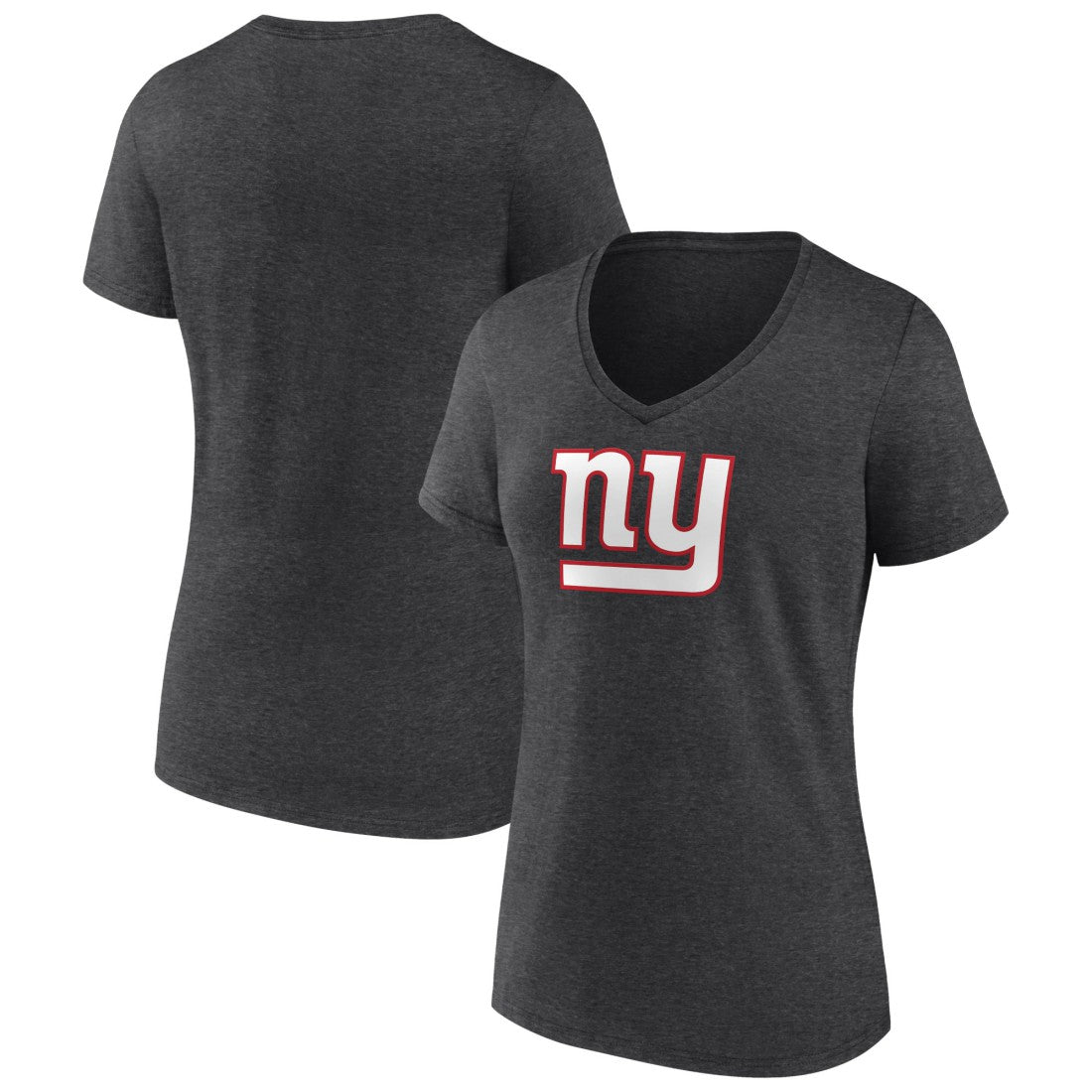 New York Giants Women's Primary Team Logo V-Neck T-Shirt Charcoal