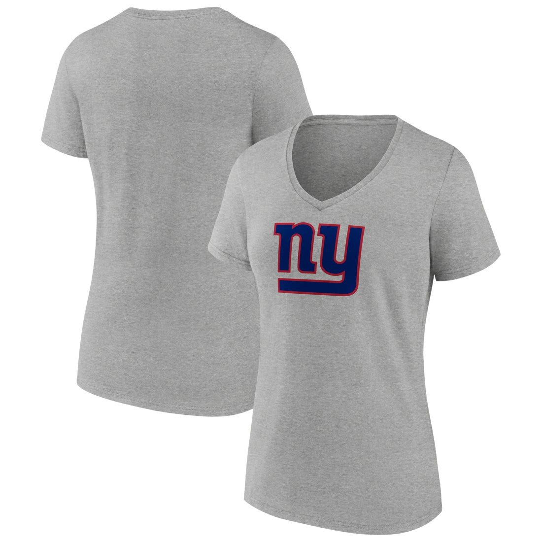 New York Giants Women's Primary Team Logo V-Neck T-Shirt Heather Gray
