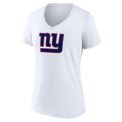New York Giants Women's Primary Team Logo V-Neck T-Shirt White