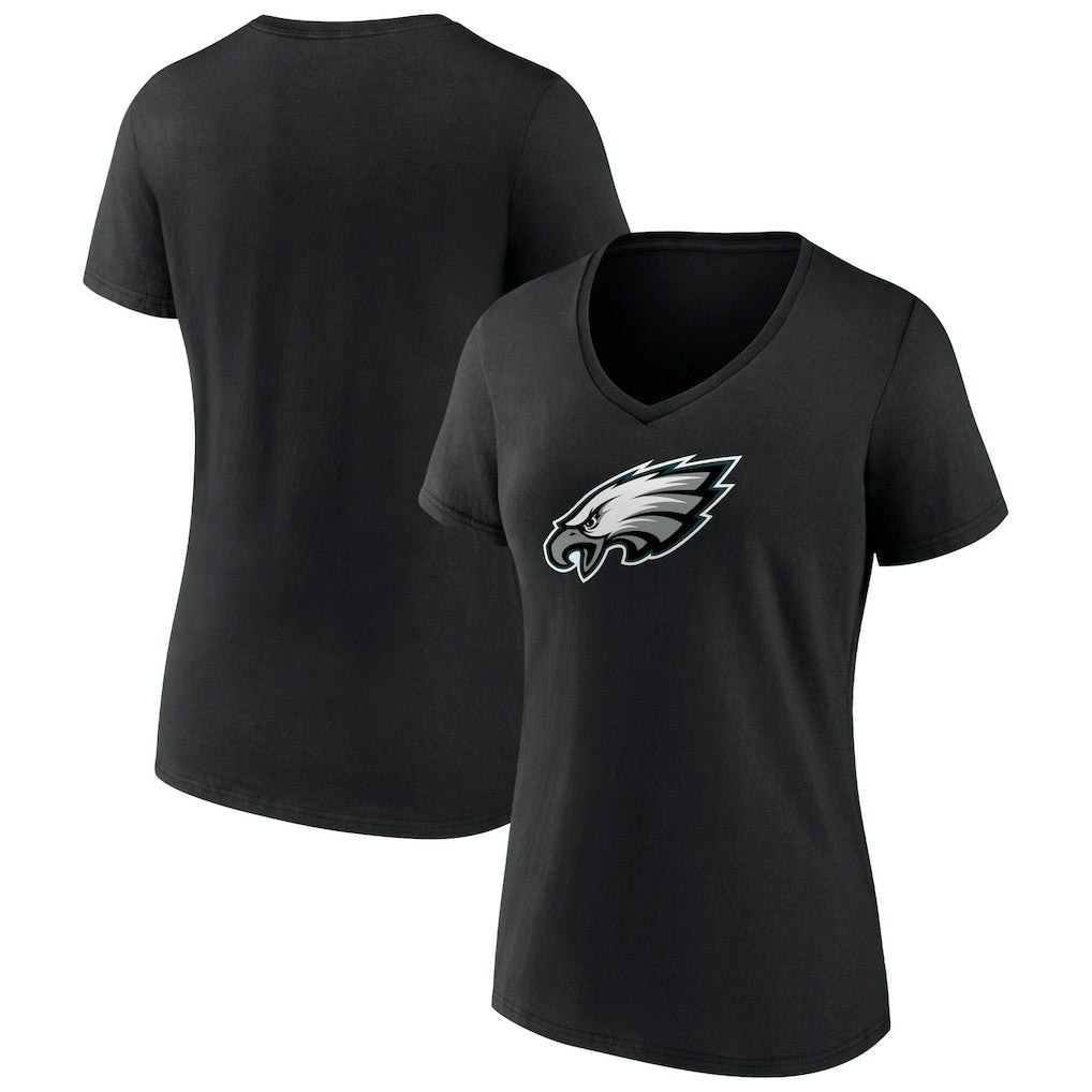 Philadelphia Eagles Women's Primary Team Logo V-Neck T-Shirt Black
