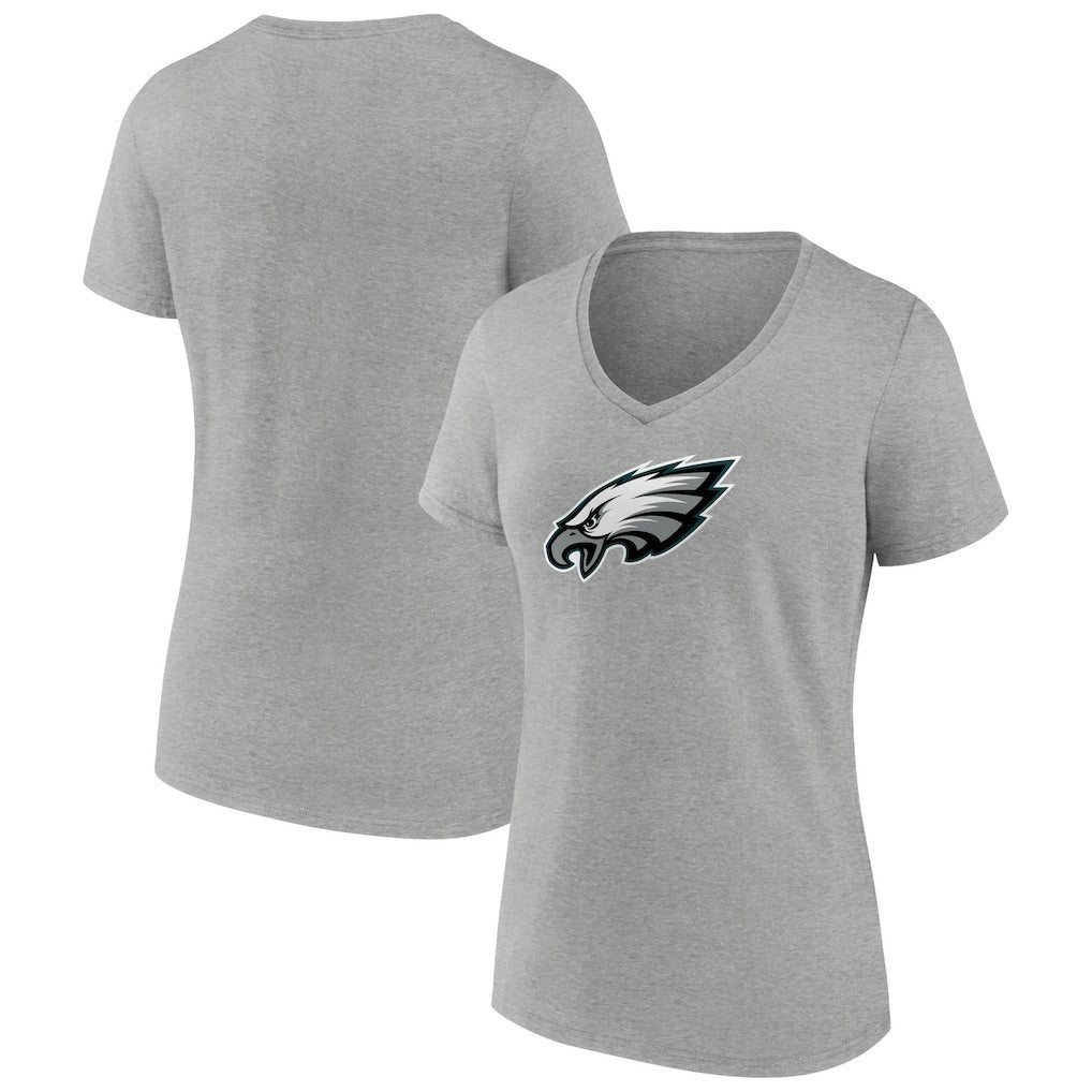 Philadelphia Eagles Women's Primary Team Logo V-Neck T-Shirt Heather Gray
