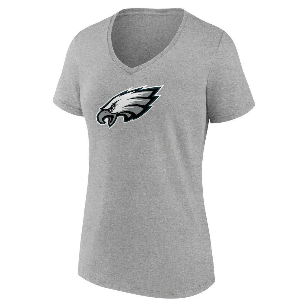 Philadelphia Eagles Women's Primary Team Logo V-Neck T-Shirt Heather Gray