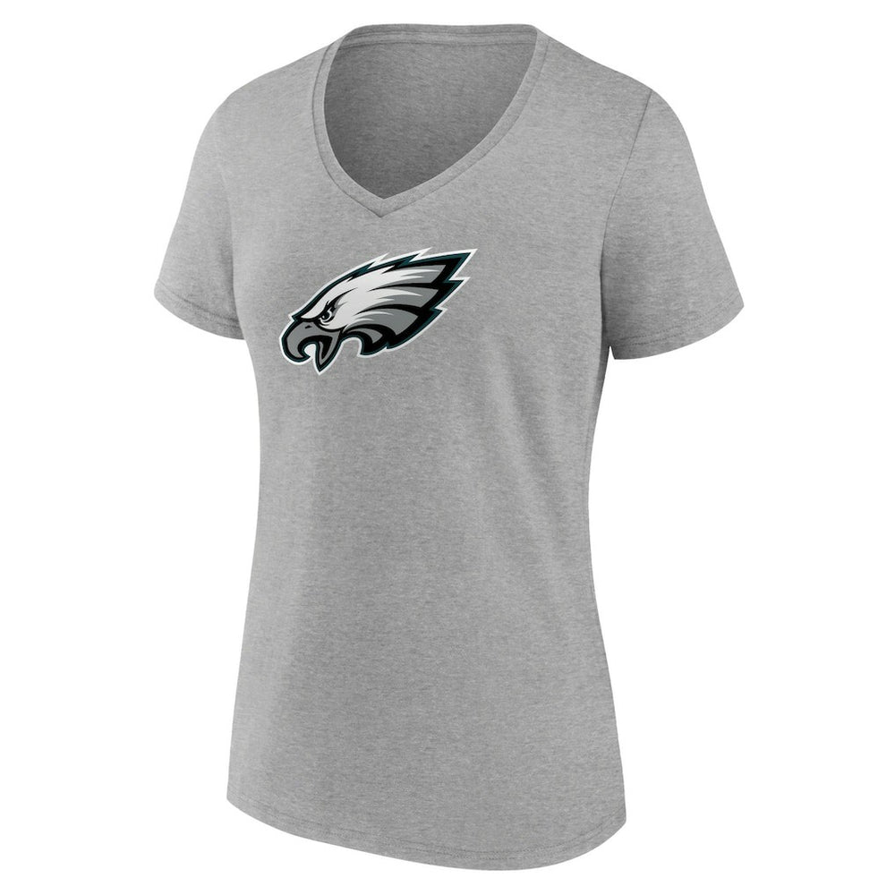 Philadelphia Eagles Women's Primary Team Logo V-Neck T-Shirt Heather Gray
