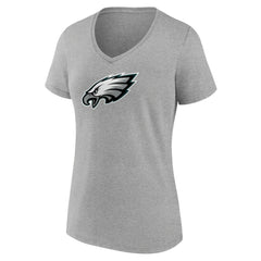 Philadelphia Eagles Women's Primary Team Logo V-Neck T-Shirt Heather Gray