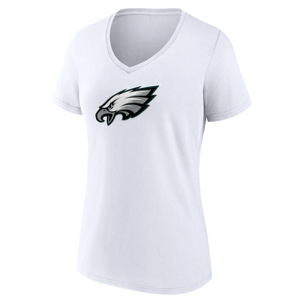 Philadelphia Eagles Women's Primary Team Logo V-Neck T-Shirt White
