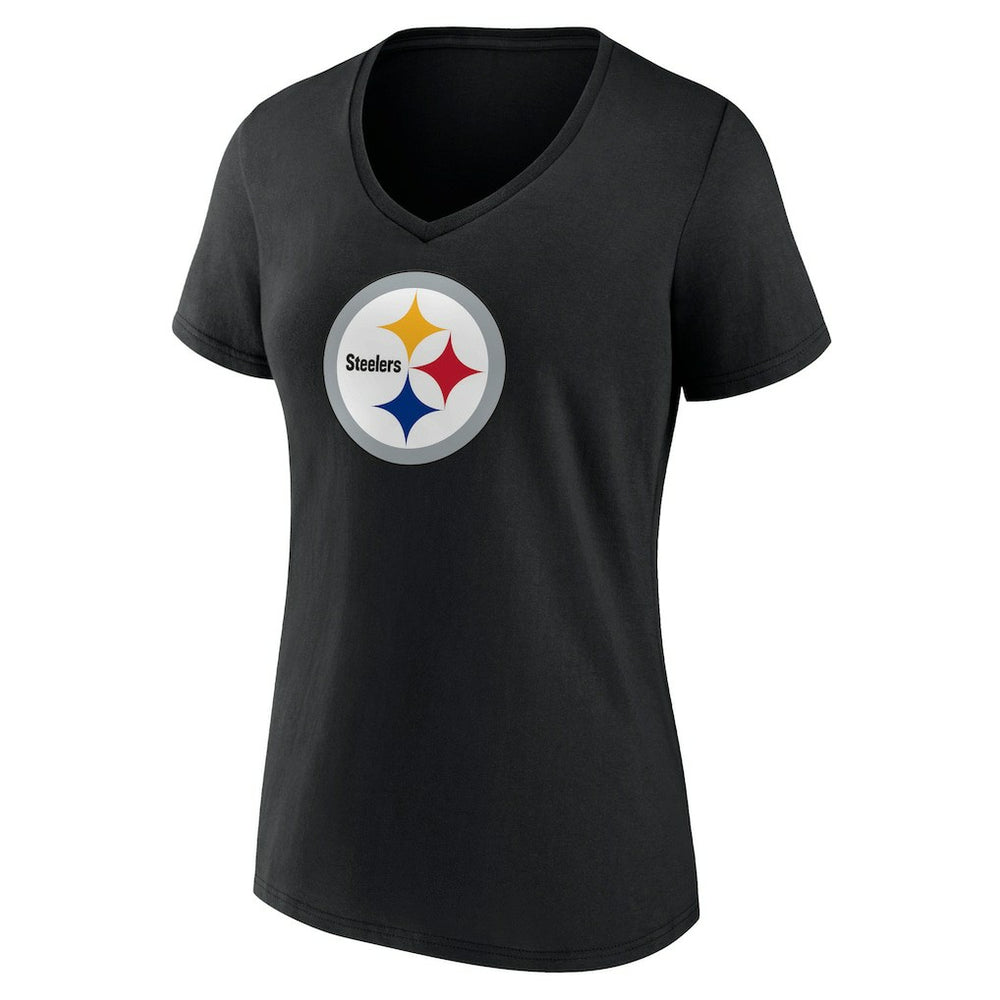 Pittsburgh Steelers Women's Primary Team Logo V-Neck T-Shirt Black