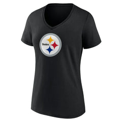 Pittsburgh Steelers Women's Primary Team Logo V-Neck T-Shirt Black