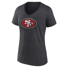 San Francisco 49ers Women's Primary Team Logo V-Neck T-Shirt Charcoal