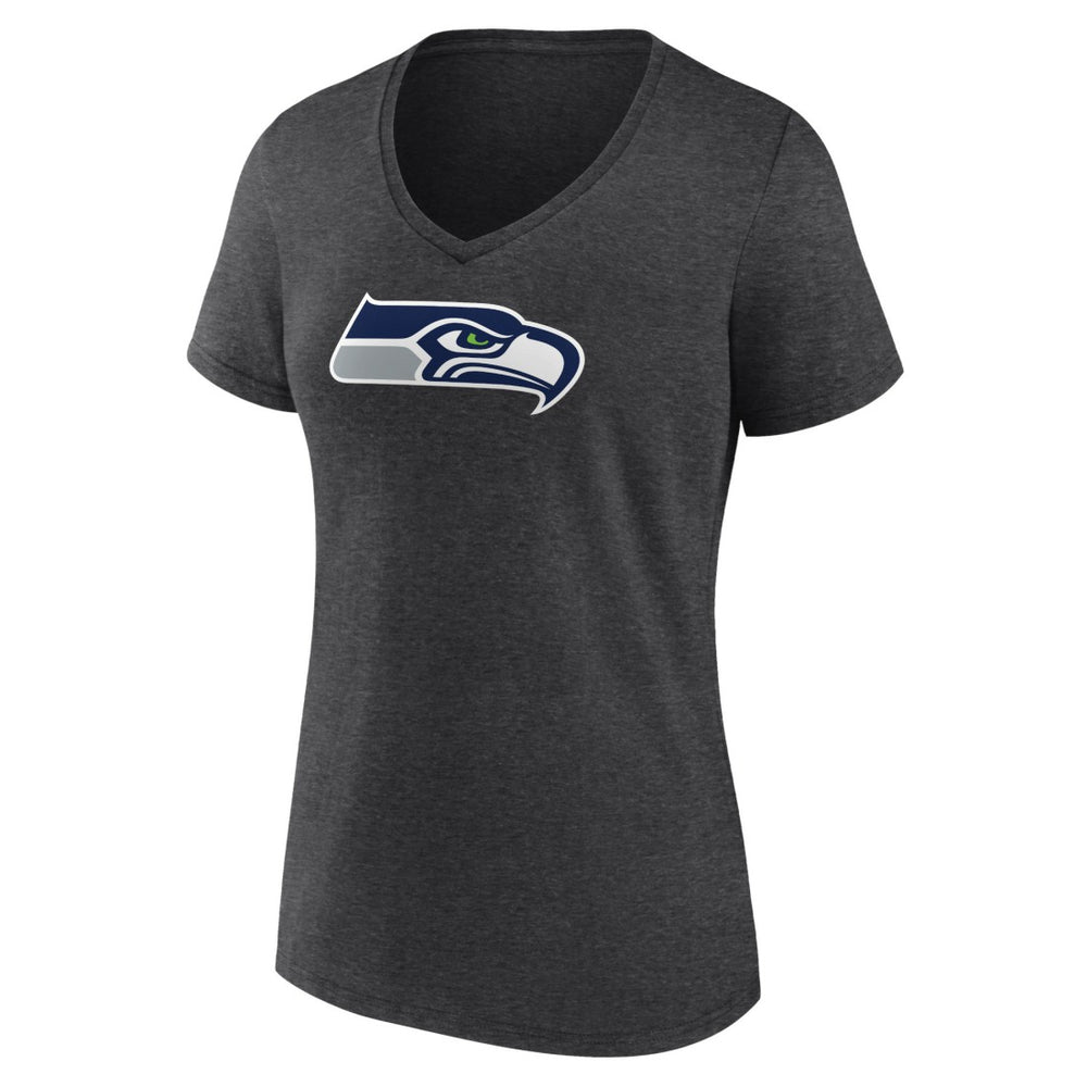 Seattle Seahawks Women's Primary Team Logo V-Neck T-Shirt Charcoal