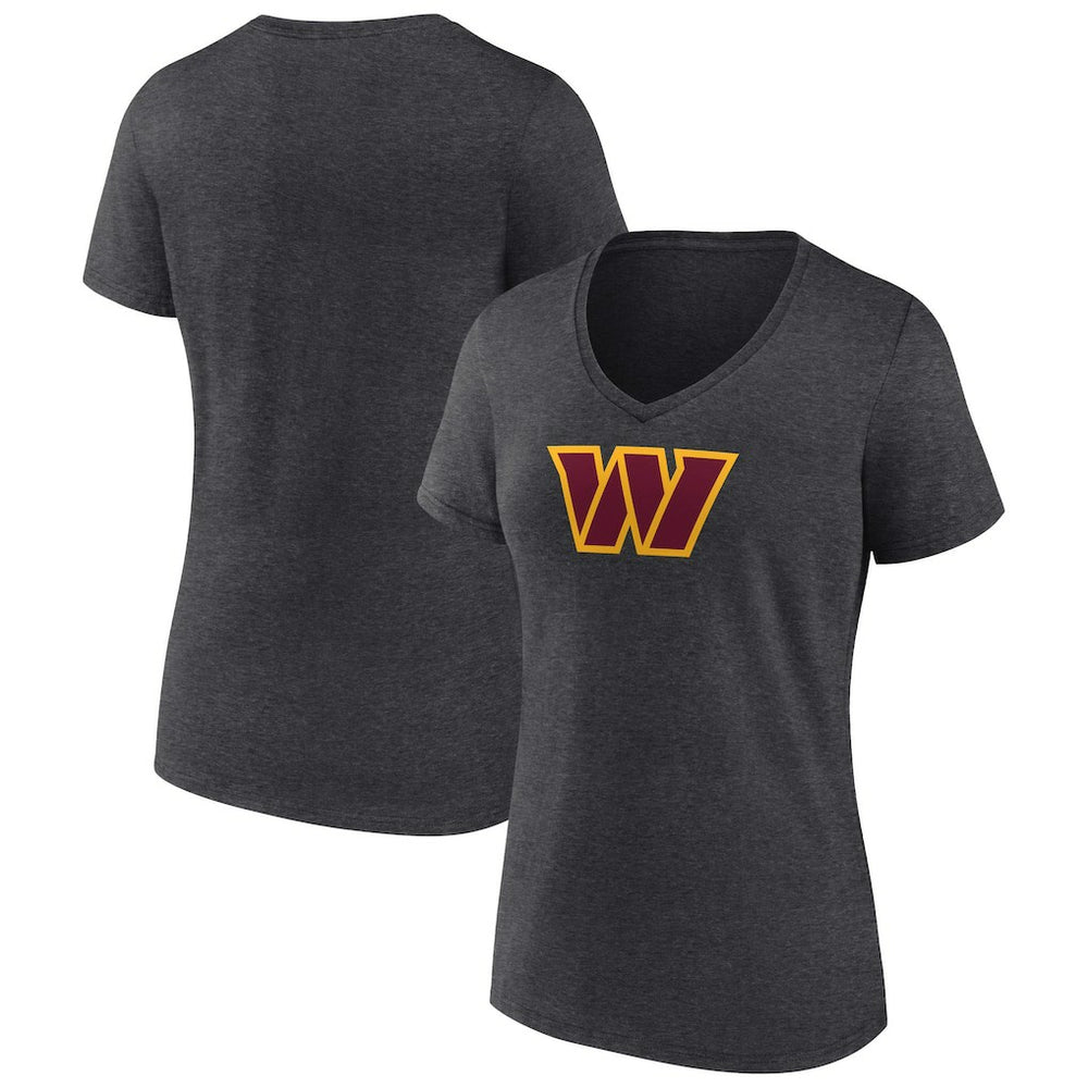 Washington Commanders Women's Primary Team Logo V-Neck T-Shirt Charcoal