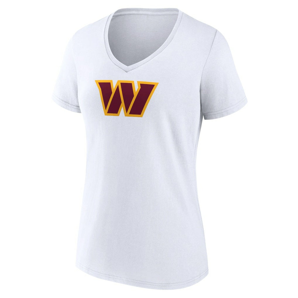 Washington Commanders Women's Primary Team Logo V-Neck T-Shirt White