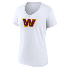 Washington Commanders Women's Primary Team Logo V-Neck T-Shirt White