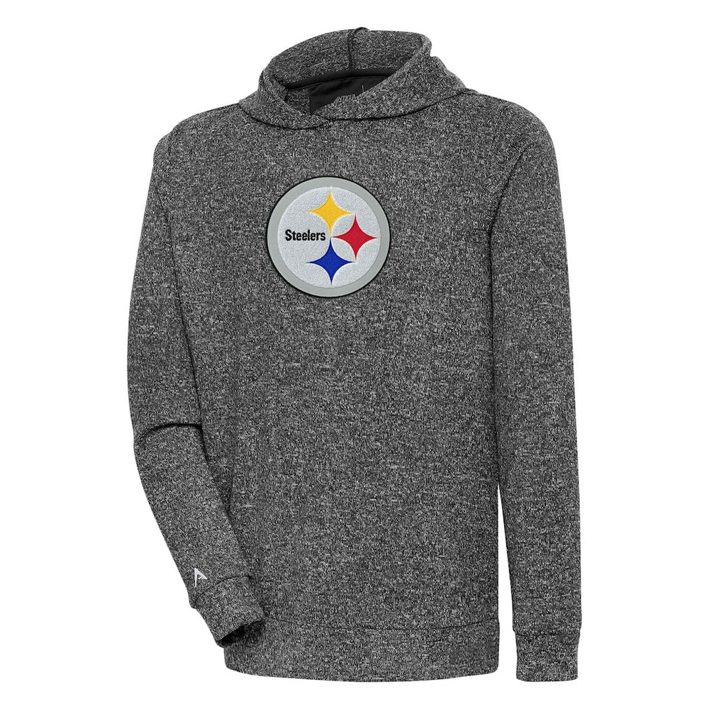 Pittsburgh Steelers Antigua Absolute Chenille Pullover Hoodie Heathered Black