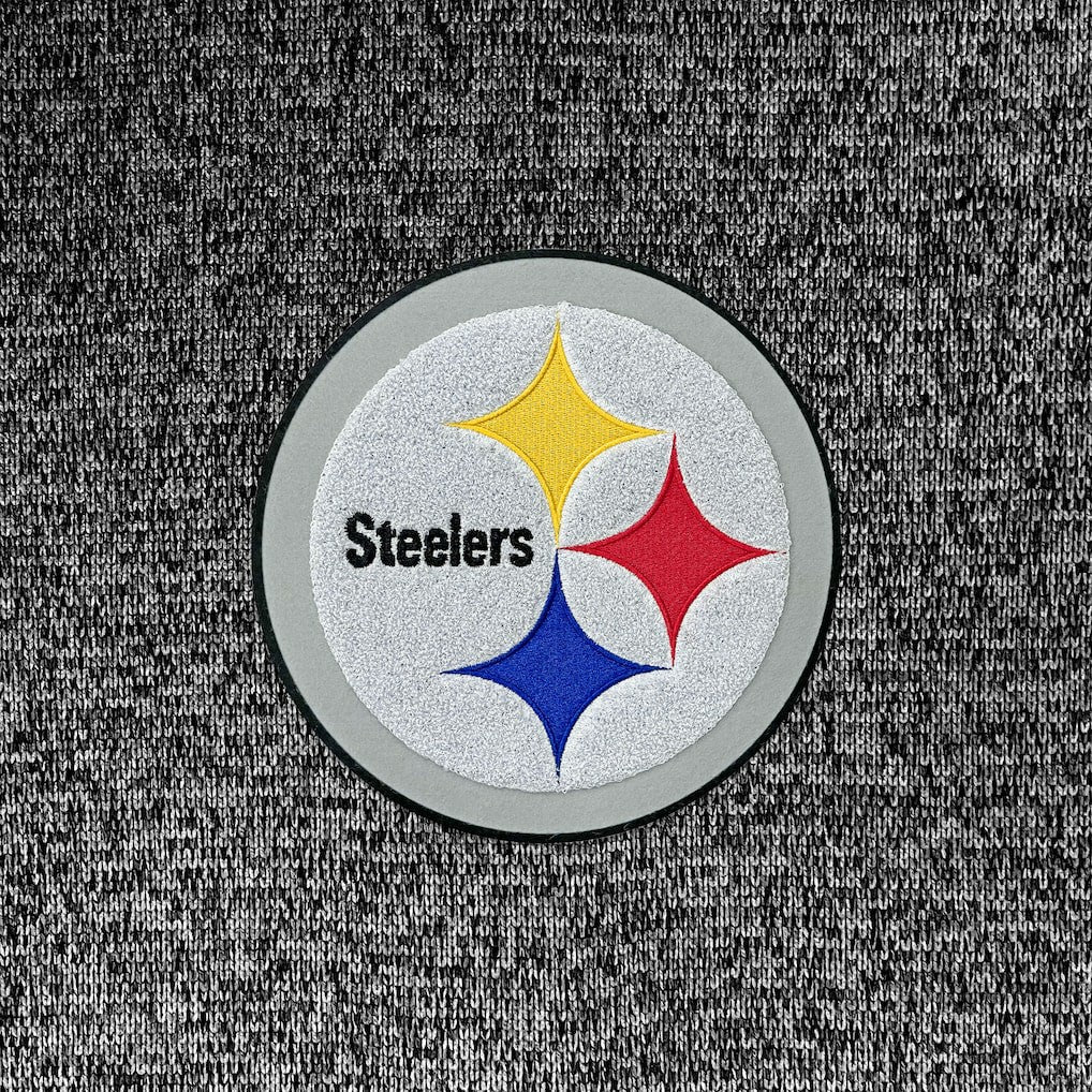 Pittsburgh Steelers Antigua Absolute Chenille Pullover Hoodie Heathered Black