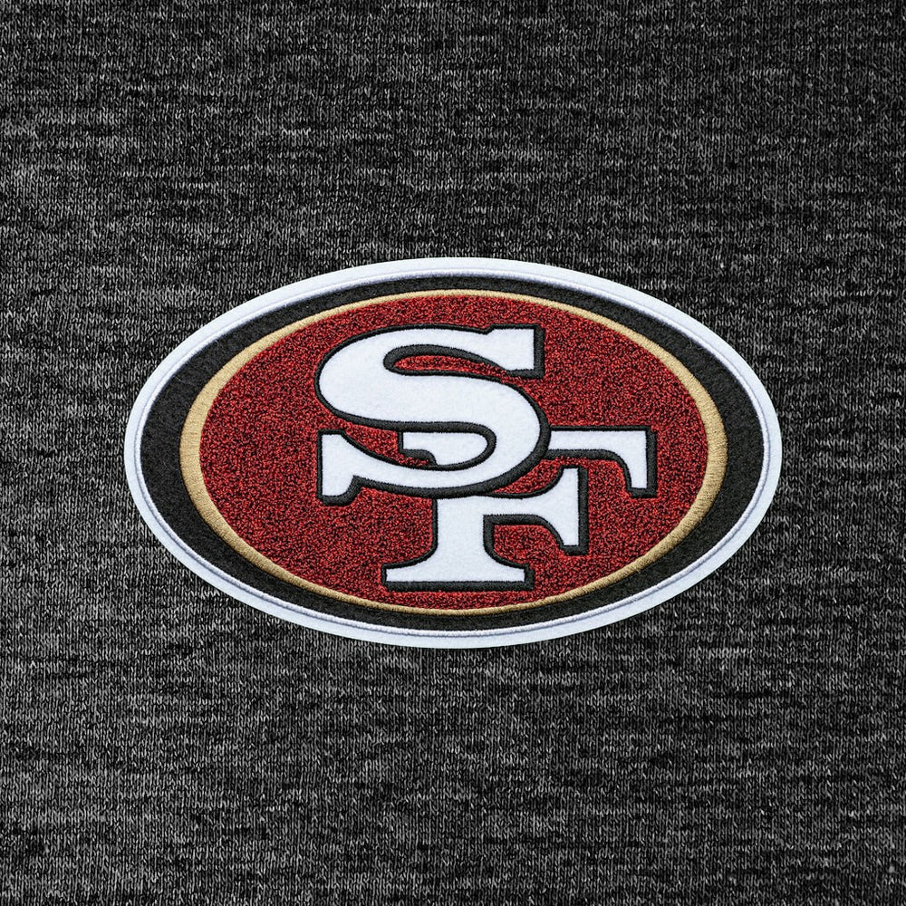 San Francisco 49ers Antigua Action Chenille Pullover Hoodie Heathered Black