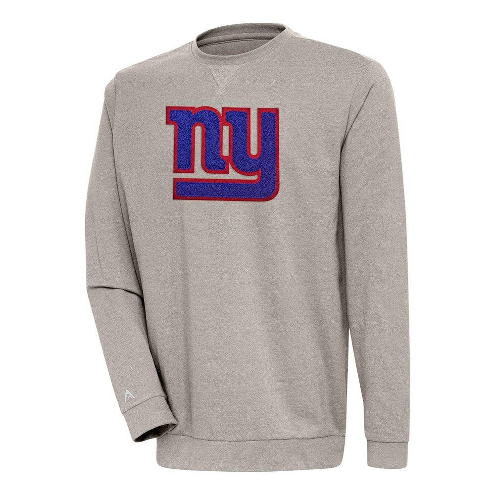 New York Giants Antigua Reward Chenille Pullover Crewneck Sweatshirt Oatmeal