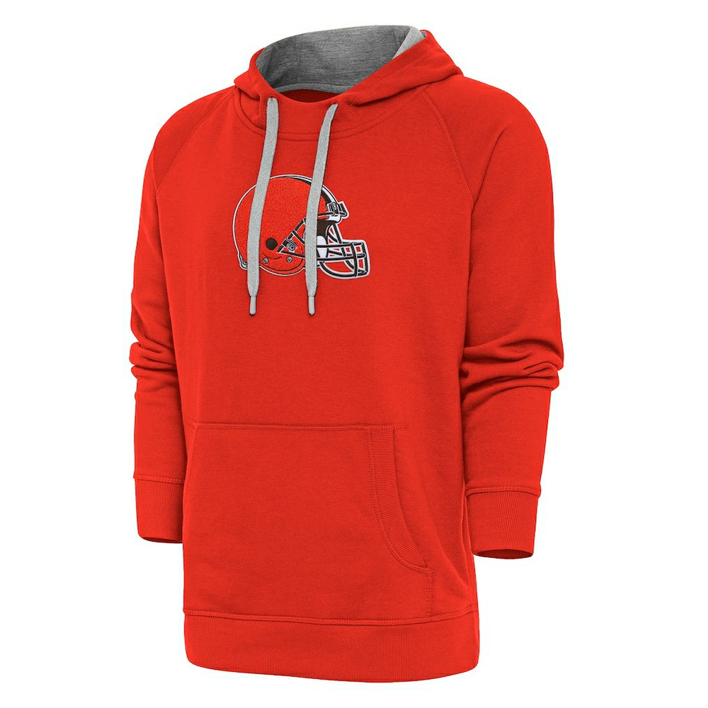 Cleveland Browns Antigua Victory Chenille Pullover Hoodie Orange