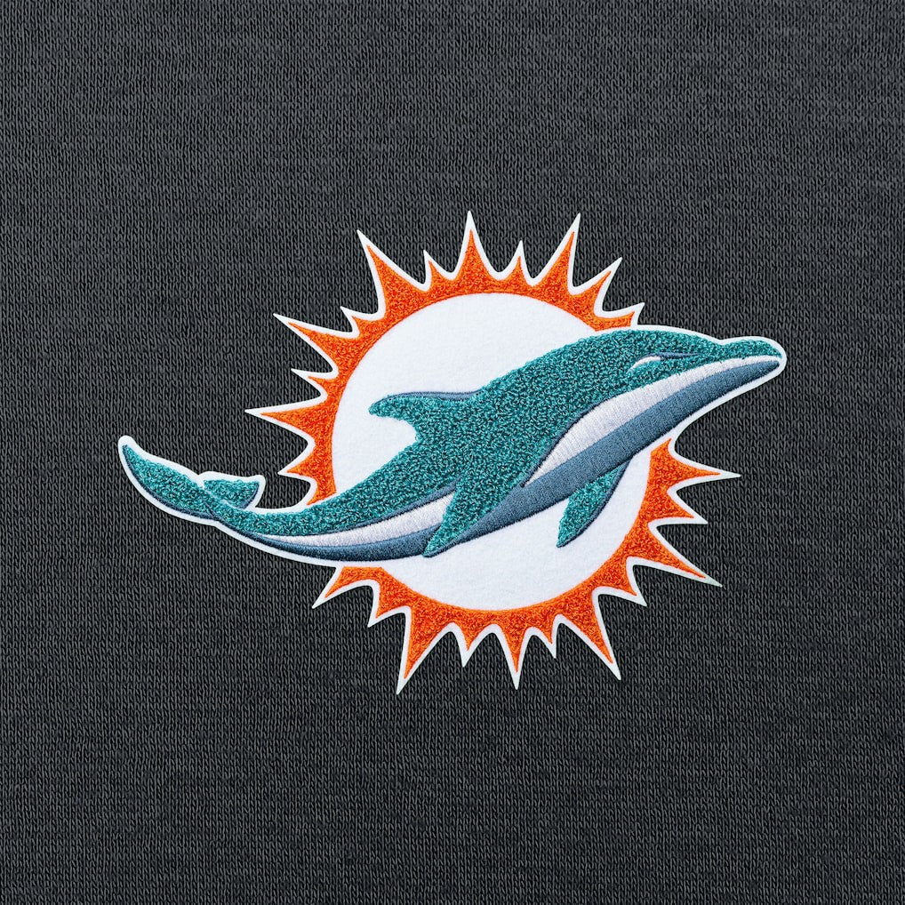 Miami Dolphins Antigua Victory Chenille Pullover Hoodie Charcoal