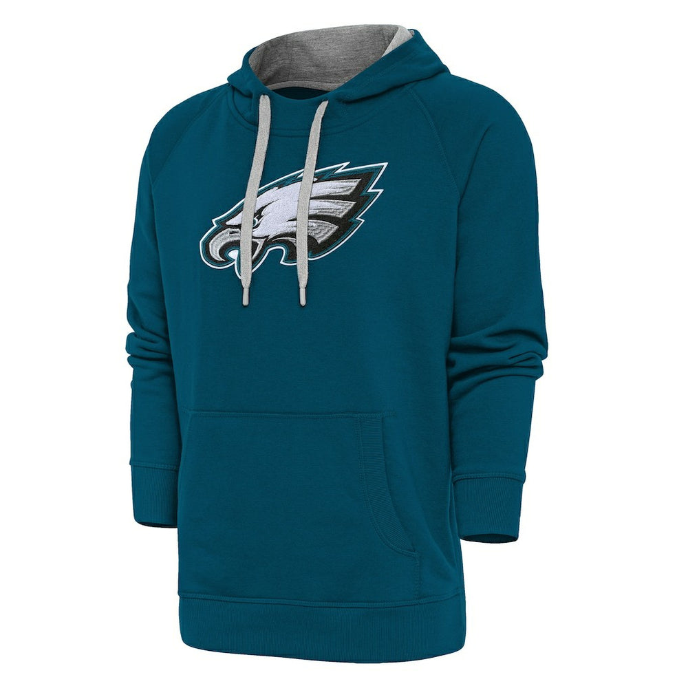 Philadelphia Eagles Antigua Victory Chenille Pullover Hoodie Midnight Green