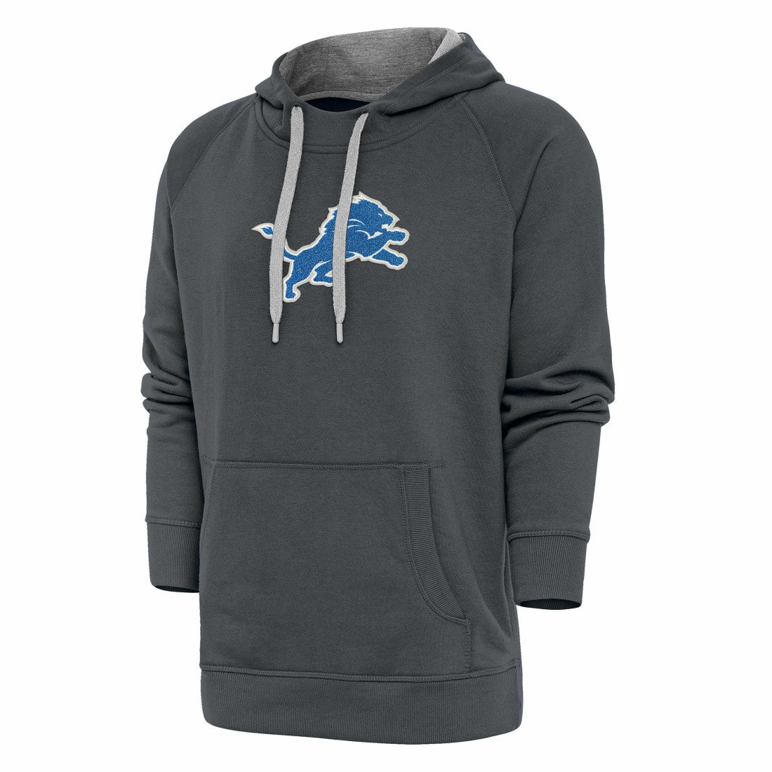 Detroit Lions Antigua Victory Chenille Pullover Hoodie Charcoal