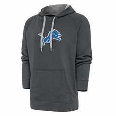 Detroit Lions Antigua Victory Chenille Pullover Hoodie Charcoal