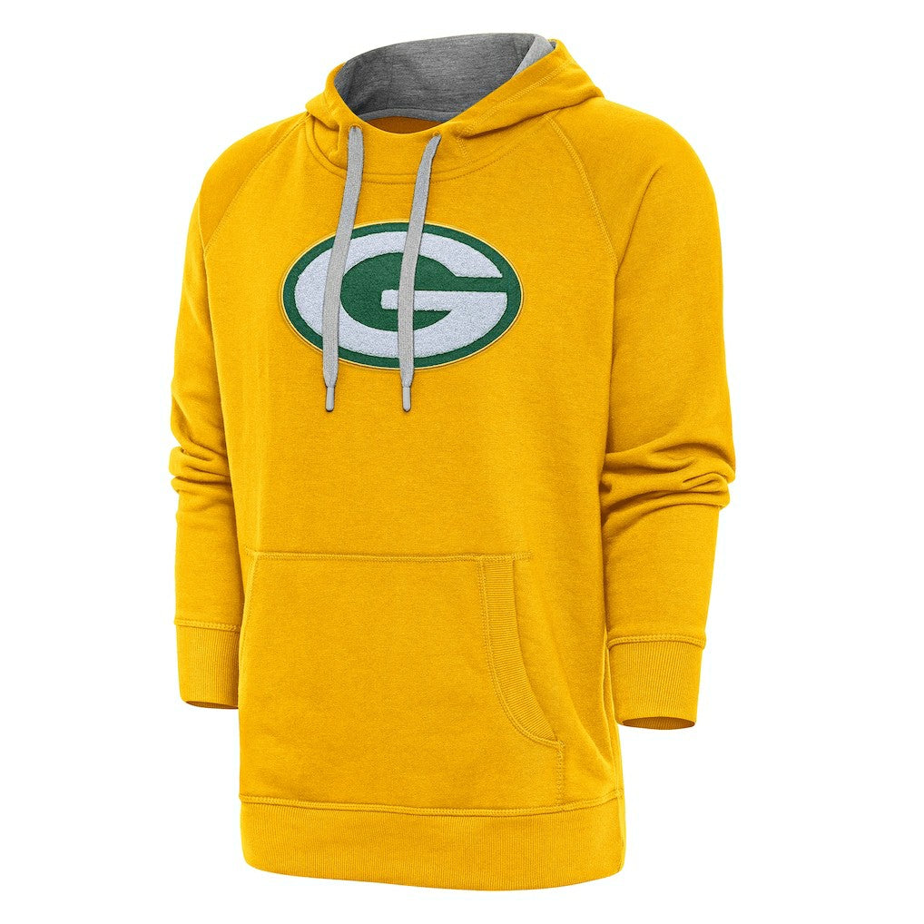 Green Bay Packers Antigua Victory Chenille Pullover Hoodie Gold
