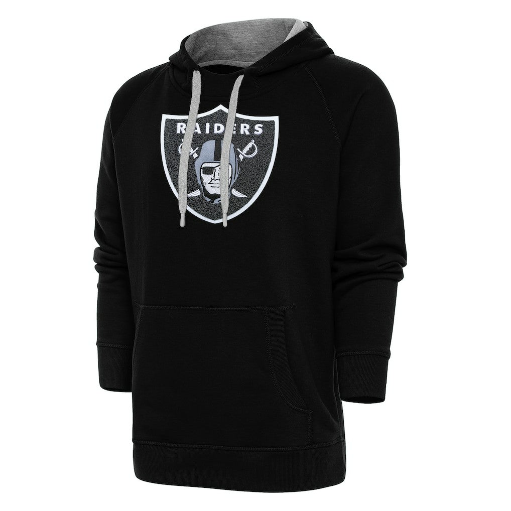 Las Vegas Raiders Antigua Victory Chenille Pullover Hoodie Black